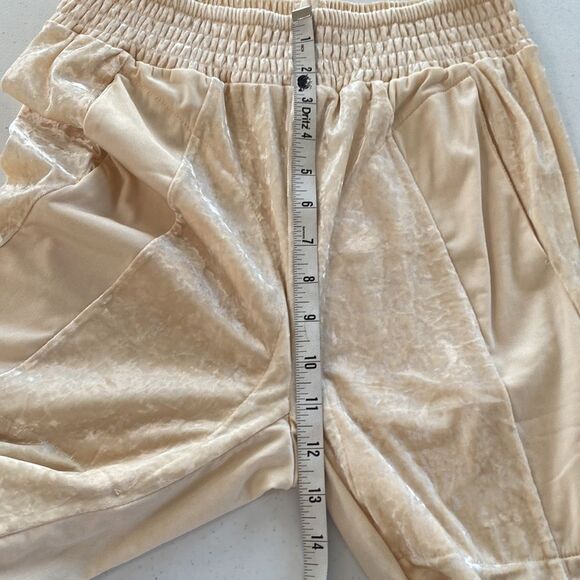 We Are HAH 1 Track Mind Crushed Velvet Jogger Pant in Almond Milk Slouchy Mesh - Picture 13 of 16